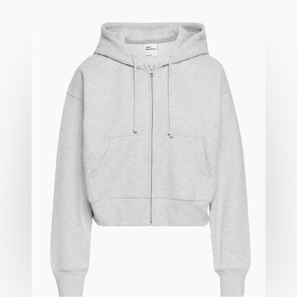 TNA Heather Chrome Cozy Sweatfleece Boyfriend Boxy Zip Hoodie